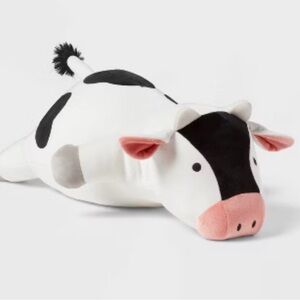 Pillowfort Weighted Cow Plush Black White Pink NWT 3lb Sensory Stuffed Pig
